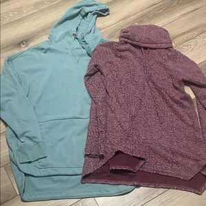 Women’s size s/m Teal and Purple Hooded Sweatshirts